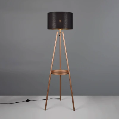 Abbildung von Reality Leuchten Stehleuchte Colette R41561065, Metall Coffee, Schirm Stoff Schwarz/Goldfarbig, exkl. 1x E27