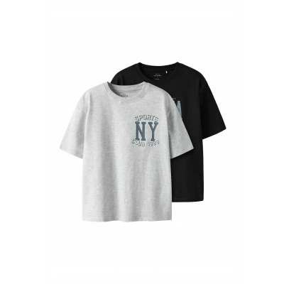 Abbildung von Name it 2 PACK Tshirt print für Kinder, Größe: 122/128, Light grey melange