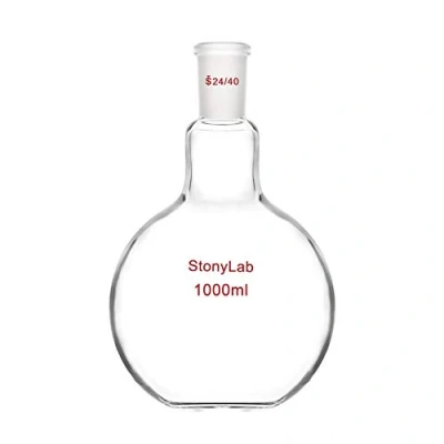 Abbildung von StonyLab 1000ml Borosilikat Glas Einhals Flachboden Kochflasche Flachbodenflashe mit 24/40 Standard Taper Outer Joint, Single Neck Flat Bottom Boiling Flask
