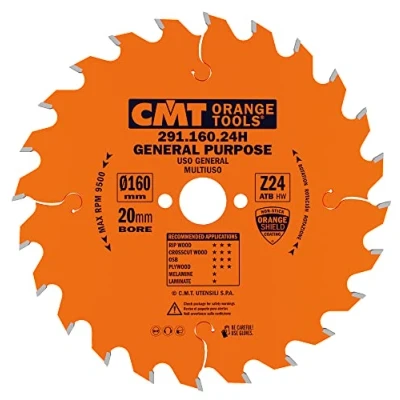 Abbildung von CMT Orange Tools Kreissägeblatt HW 160 x 2,5 / 1,6 20 Z=24 15 ATB 291.160.24H für Längs und Querschnitte