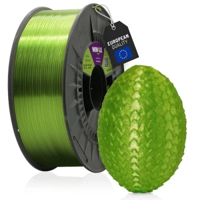 Abbildung von WINKLE PETG Filament 1.75mm Crystal Limonengrün, 300g Spule, 3D Drucker Kompatibel mit FDM Druckern, Druckmaterialien, Maßgenauigkeit +/ 0.05mm, Einfaches Drucken