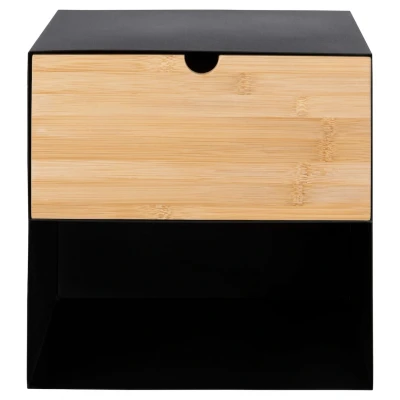 Abbildung von AC Design Furniture Jeppe Nachttisch, H: 30 x B: T: 25 cm, Schwarz, Metall/Bambus, 1 Stk.
