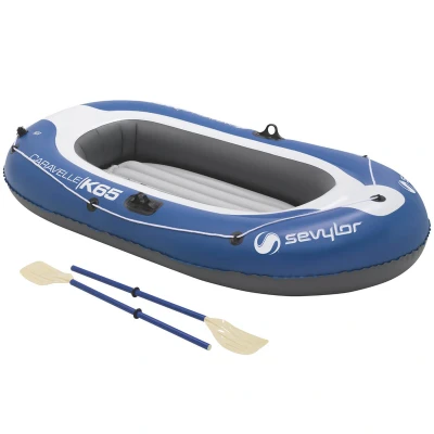 Abbildung von Sevylor Schlauchboot Caravelle KK65, aufblasbares Boot für 2 Personen inkl. Ruder und Fußpumpe, 228 x 120 cm