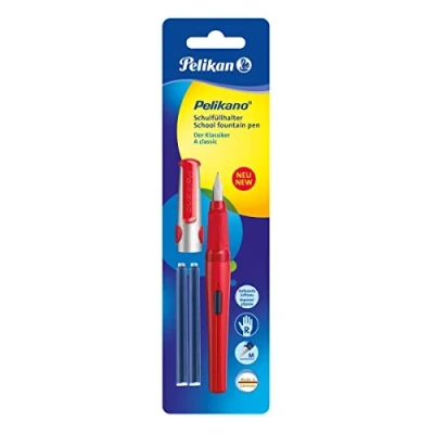 Abbildung von Pelikan 971234 Schulfüller Pelikano P480 M, rot + 2 Patronen GTP blau