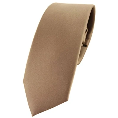 Abbildung von TigerTie Herren Krawatte 6 cm schmale Satin Tie in braun goldbraun beigebraun einfarbig uni Business, festliche Veranstaltungen und Freizeit