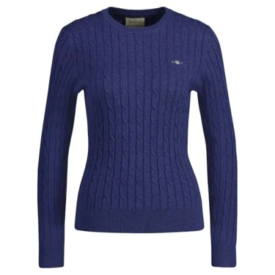 Abbildung von GANT Damen Stretch Cotton Cable C Neck Pullover, Dusty Navy, 48
