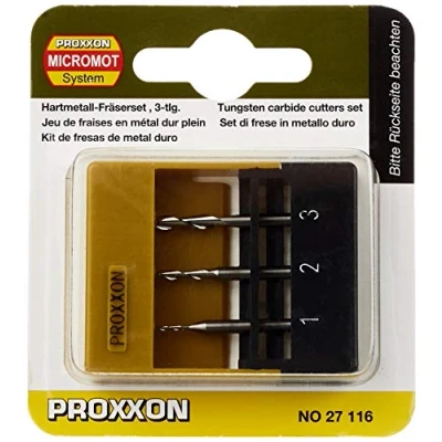 Abbildung von PROXXON 27116 Vollhartmetall Schaftfräser Satz, 3 teiliger Satz
