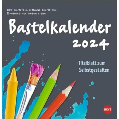 Abbildung von Bastelkalender 2024 anthrazit groß. Blanko Kalender zum Basteln und selbst gestalten mit extra Titelblatt für eine persönliche Gestaltung. Foto 2024. Format 32 x 33 cm.