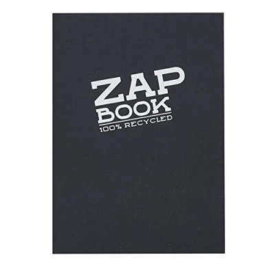Abbildung von Clairefontaine 3363C Skizzenbuch / Zeichenheft Zap Book DIN A6 10,5x14,8 cm, geleimt, 160 Blatt 80g 100% recyceltes Papier, ideal für Schnellnotizen und Entwürfe, Schwarz, 1 Stück