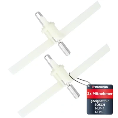 Abbildung von Kenekos 2x Mitnehmer geeignet für Bosch MUM4/MUM8 Ersatzteil Küchenmaschine, ProfiMaxx 44, 45, 46, 47, MUZ8DS1, MUZ4DS2, MUZ4DS3, 00091027/091027, Quelle TurMix, Durchlaufschnitzler Flügel