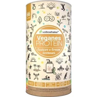 Abbildung von Veganes Protein Cookies &amp; Cream 1000g 12 pflanzliche Proteinquellen Ohne Soja Gluten Premiumqualität vom Bodensee Made in Germany
