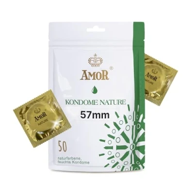 Abbildung von AMOR NATURE 57 mm Kondome 50er Pack I Premium Kondom naturfarben 0,07 Wandstärke vegan für Men