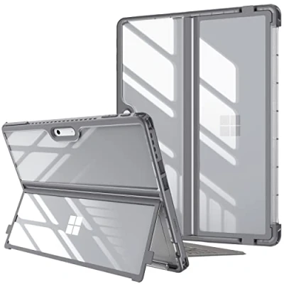 Abbildung von Fintie Hülle für Microsoft Surface Pro 11 / 10 (2024) 9 5G (2022) 13 Zoll, Stoßfeste Robuste Hartschalen Schutzhülle mit Original Ständer, Type Cover Kompatibel, Grau