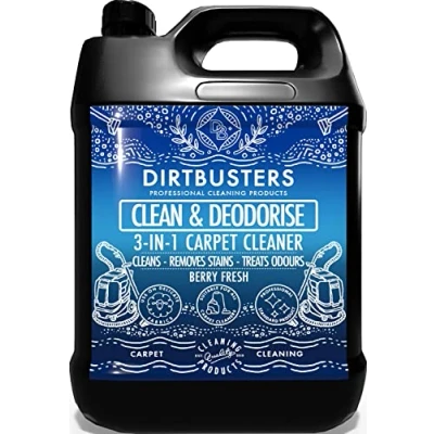 Abbildung von Dirtbusters 3 in 1 Teppich und Polsterreiniger mit Beerenduft reinigt &amp; desodoriert ideal für Reinigungsmaschinen entfernt unangenehme Gerüche x 5 Liter