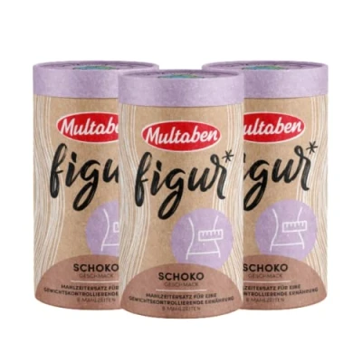 Abbildung von Multaben Diät Shake proteinreicher Abnehm für eine Eiweiß Schoko Geschmack mit Vitaminen und Mineralstoffen sättigender Drink als hochwertiger Nahrungsersatz 3 x 440g