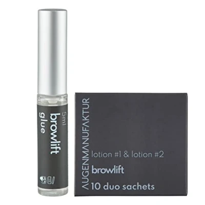 Abbildung von Augenmanufaktur Browlift Augenbrauenlifting Kleber und Lotionen Augenbrauenformung voluminöser langlebiger 3D Augenbrauen Effekt bis zu 20 Anwendungen (Sachets Basis Kit)