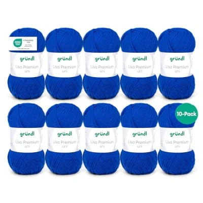 Abbildung von Gründl Lisa Premium Wolle, Polyacryl, royalblau, 133 m, Nadelstärke 3,5 4,5, 10er Pack, 10P760 35