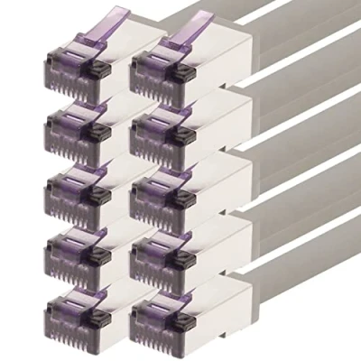 Abbildung von 1aTTack.de 0,25m CAT6a Superflex Ethernet Gigabit LAN Netwerkkabel RJ45 CAT6 A Patchkabel 10000 Mbit s SFTP PIMF 500 MHz kompatibel zu CAT5 grau 10 Stück