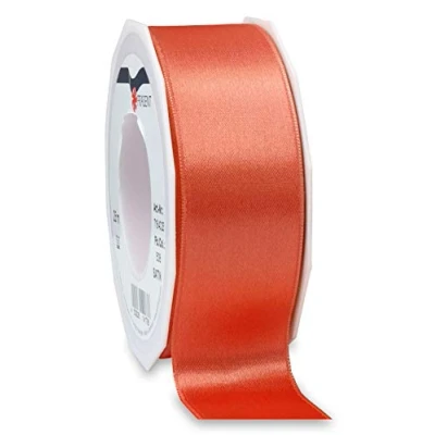 Abbildung von PRÄSENT C.E. Pattberg Satin Living Coral, 25 m Satinband zum Einpacken von Geschenken, 40 mm Breite, Geschenkband Dekorieren &amp; Basteln, Dekoband, Anlass