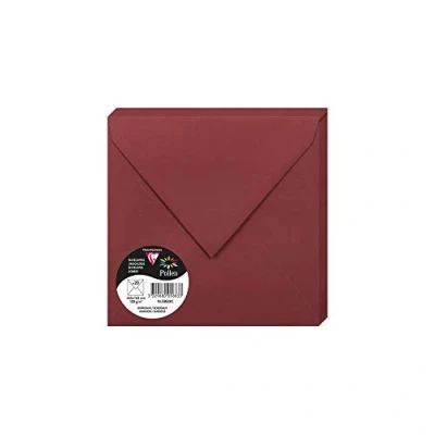 Abbildung von Clairefontaine 5883C Packung mit 20 Umschläge Pollen, 165 x 165mm, 120g, ideal für Einladungen und Korrespondenz, Bordeaux, 1 Pack