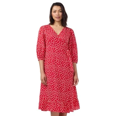 Abbildung von ONLY Women&#039;s ONLOLIVIA 3/4 WRAP Dress WVN NOOS Midi Kleid, Cloud Dancer/Kamil Flower, XS