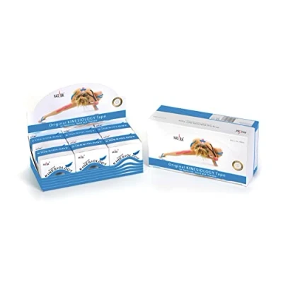 Abbildung von Nasara Original Kinesiologisches Physio Sport Tape: 6er Box mit 6 Tapes für und Medizin inkl. gratis Videoanleitungen, Rollengröße 5cm x 5m, mittelblau