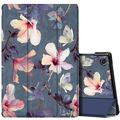 Abbildung von Fintie Hülle für Samsung Galaxy Tab A8 10.5 2021 Ultra Schlank Kunstleder Schutzhülle Cover mit Auto Schlaf/Wach Funktion Zoll SM X200/X205/X207 Tablet, Blühender Hibiskus