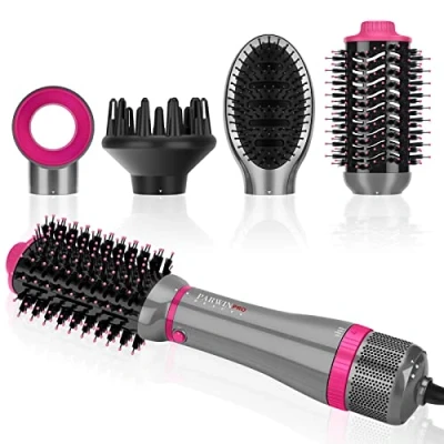 Abbildung von 4 IN 1 Haartrockner Warmluftbürste Set, PARWIN PRO BEAUTY Styler Föhnbürste mit Aufsätze zum Trocknen, Glätten, Volumen und Stylen, Ionen Pflege, 1000 Watt Grau