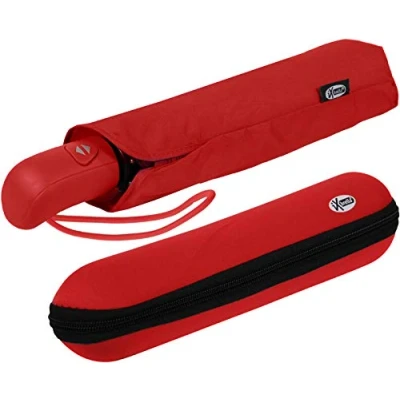 Abbildung von iX brella First Class Regenschirm mit Etui stabil groß sturmfest rot