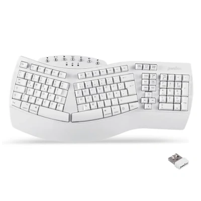 Abbildung von Perixx 11620 PERIBOARD 612 Ergonomische Kabellose Tastatur, Geteiltes Tastenfeld mit Dual Modus 2.4G oder Bluetooth, Kompatibel Windows 10 und Mac OS X, Weiß, QWERTZ Deutsches Layout