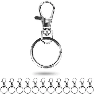 Abbildung von Karabinerhaken Schlüsselanhänger mit Schlüsselringen, 12 Pack, x 10 mm D Ring Karabiner Haken und Ø 25 Spaltring, Taschen 360 Grad drehbarem Schlüsselring, Metall Ringe