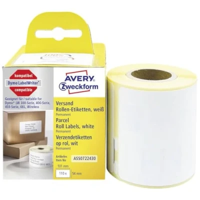 Abbildung von AVERY Zweckform ASS0722430 Dymo LabelWriter Versandetiketten kompatibel zu S0722430 (54x101mm, 1 Rolle110 Paketaufkleber, selbstklebend, für LW Etikettendrucker/Beschriftungsgerät/Etikettenband)