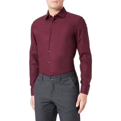 Abbildung von Seidensticker Herren Business Hemd Bügelfreies mit sehr schmalem Schnitt X Slim Fit Langarm Kent Kragen, Bordeaux (49), 36