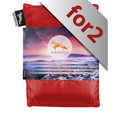 Abbildung von Silkrafox for 2 ultraleichter Schlafsack für Personen, Hüttenschlafsack, Inlett, Sommerschlafsack, Kunst Seidenschlafsack, rot