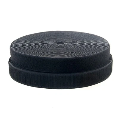 Abbildung von TUKA 12m x 20mm Klettband zum aufnähen, 12 meter Flausch &amp; Hakenband, Rückseite Nicht selbstklebend, breit Klettverschluss, Extra Stark Haftkraft Haken, Schwarz TKB5002 black
