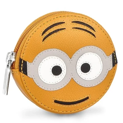 Abbildung von Lederow Brillen Smiley Geldbörse Damen klein Leder mit Schlüsselring inkl. Geschenkbox Mini Portmonee Münzbörse Frauen Kinder für Schlüssel und Münzen Echtleder Kindergeldbörse Gelb