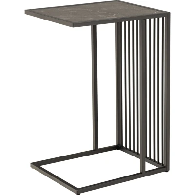 Abbildung von AC Design Furniture Steffen Laptoptisch in Schwarzer Marmoroptik mit Metalrahmen, Tragbarer Beistelltisch zum Arbeiten, Laptopständer für Sofa und Bett, Kleiner Sofatisch Laptop, Wohnzimmermöbel