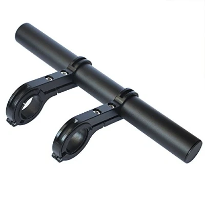 Abbildung von UPANBIKE Fahrrad Lenker Extender Aluminiumlegierung Halterung Erweiterung für Tacho Mount Scheinwerfer Taschenlampe Lampe Halter, Schwarz 20cm Double Clamp