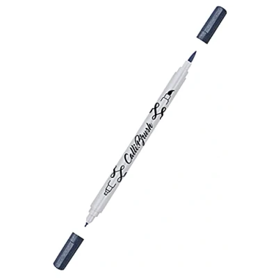 Abbildung von ONLINE Calli.Brush Pen mit Double Tip, Pinsel und Kalligraphie Spitze, Handlettering Brush Pens in verschiedenen Farben, bunte Bullet Journal Stifte, Kalligrafie Farbe: Metallic Blue