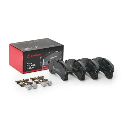 Abbildung von BREMBO P 85 168 Bremsbelagsatz für Verschleißwarnanzeiger vorbereitet mit Bremssattelschrauben Zubehör MAN: TGE Minibus, Box