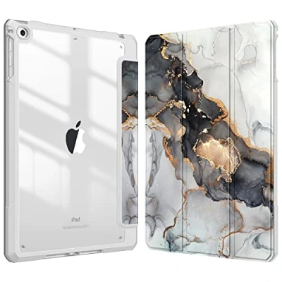 Abbildung von Fintie Hybrid Hülle mit Stifthalter für iPad 6. Generation 2018/ 5. Gen 2017/ Air 2/ 9.7&quot; Stoßfeste Schutzhülle transparenter Hartschale auf der Rückseite, Trübe Marmor