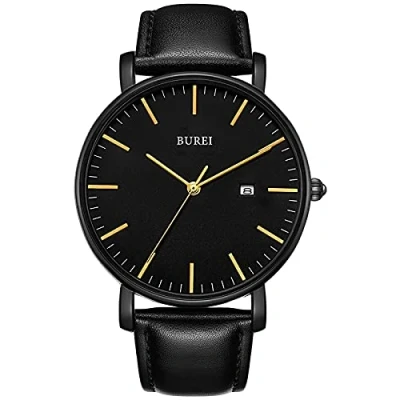 Abbildung von BUREI Herrenuhr, Minimalistisch Analog Quarz Uhr Wasserdicht Ultradünne Herrenuhr Lederarmbanduhr, Männergeschenk.