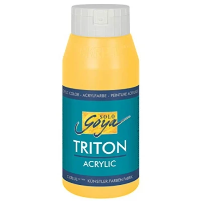 Abbildung von KREUL 17035 Solo Goya Triton Acrylfarbe kadmiumgelb hell, 750 ml Flasche, schnell und matt trocknend, Farbe auf Wasserbasis, in Studioqualität, vielseitig einsetzbar, gut deckend ergiebig