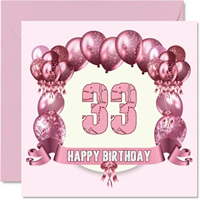 Abbildung von Lustige Geburtstagskarte zum 33. Geburtstag für Frau Vater, Mutter, Sohn, Tochter, Bruder, Schwester, Onkel, Tante, Cousin, 145 mm x Grußkarten,