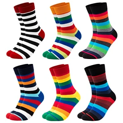 Abbildung von Occulto bunte SOCKEN für HERREN (6 PAAR) aus BAUMWOLLE in verschiedenen MUSTERN, HERRENSOCKEN BUSINESS SOCKEN, RINGELSOCKEN 6 Paar Mix1 39 42