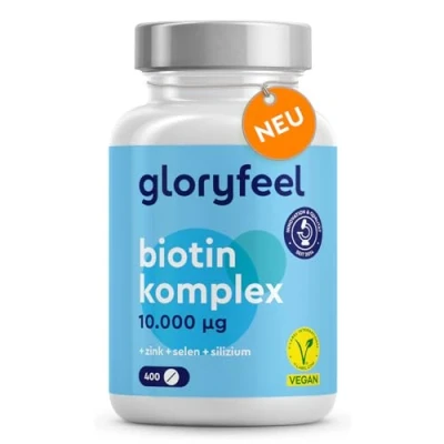 Abbildung von Biotin Hochdosiert 10.000mcg 400 Tabletten (+1 Jahr) Zink Selen für Haut, Haare &amp; Nägel* Mit Vitamin C, Silizium B5 Hoch bioverfügbar (Zinkbisglycinat + D Biotin) Laborgeprüft