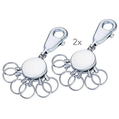 Abbildung von TROIKA 2X PATENT SCHLÜSSELHALTER Basic Set KYR60/MC TB Schlüsselanhänger abnehmbare Ringe Metall matt Karabinerhaken 6 ausklinkbare Schlüsselorganisation