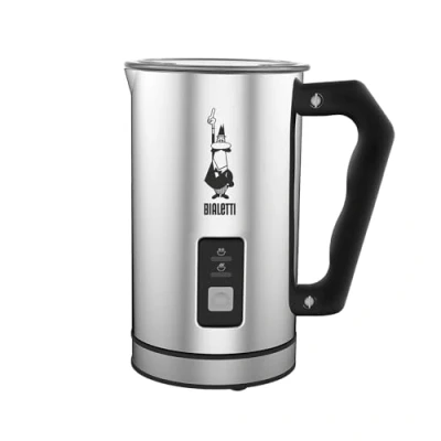 Abbildung von Bialetti 0004430 Montalatte Elettrico, Fassungsvermögen 240 ml, 500 W, 1 Tasse Rostfreier Stahl, Silber schwarz