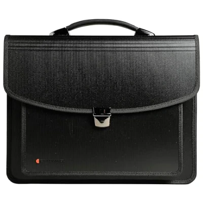 Abbildung von Exacompta 55734E Premium Umhängetasche Exatravel mit 15&quot; Laptopfach und integrierter Fächermappe für DIN A4 Dokumente Ordnungsmappe ideale Tasche Schule, Uni Arbeit, schwarz