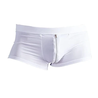 Abbildung von Orion Herren Pants sexy Boxershorts mit Reißverschluss vorne, Unterwäsche für Männer, elastische Unterhose in weiß (XL)